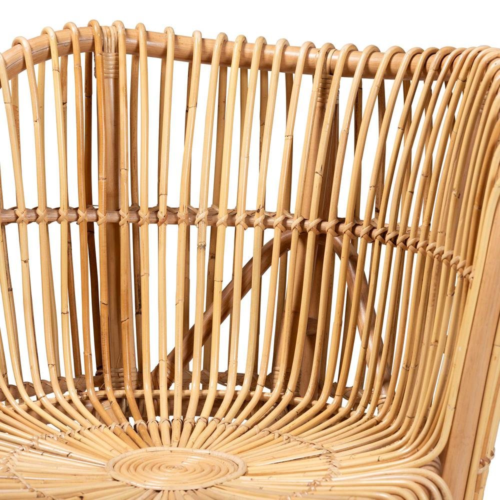 bali & pari Nagoya Modern Bohemian Natural Rattan Wide Seat Lounge Chair. Picture 15