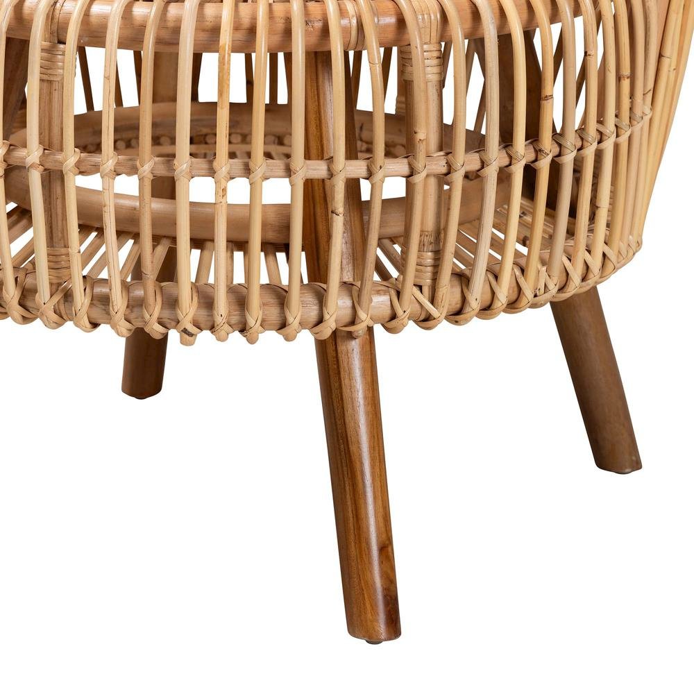 bali & pari Nagoya Modern Bohemian Natural Rattan Wide Seat Lounge Chair. Picture 16