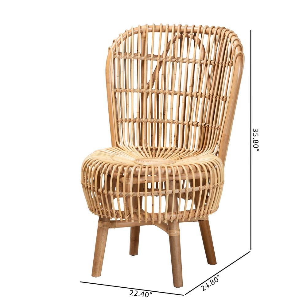 bali & pari Nagoya Modern Bohemian Natural Rattan Tall Lounge Chair. Picture 20