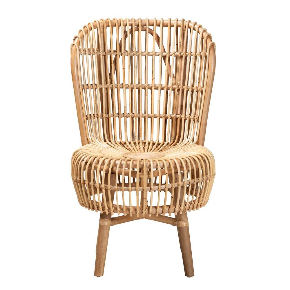 bali & pari Nagoya Modern Bohemian Natural Rattan Tall Lounge Chair. Picture 12