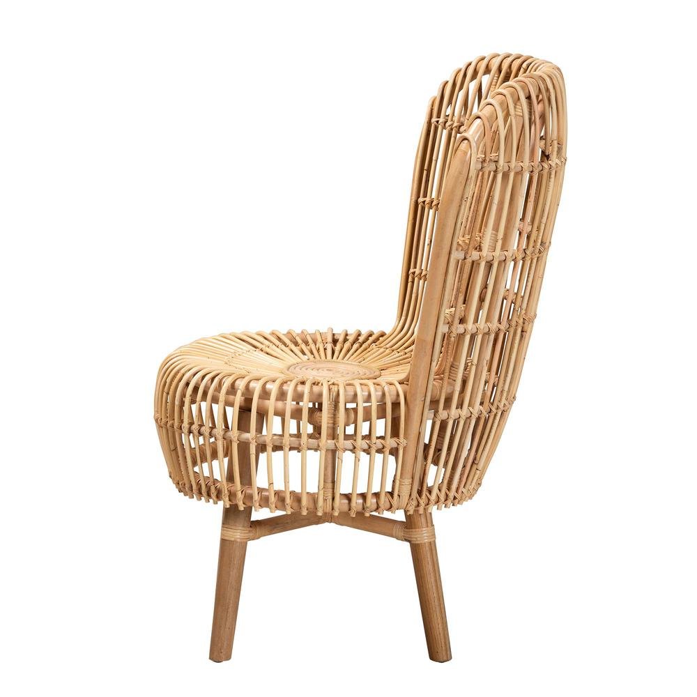 bali & pari Nagoya Modern Bohemian Natural Rattan Tall Lounge Chair. Picture 13