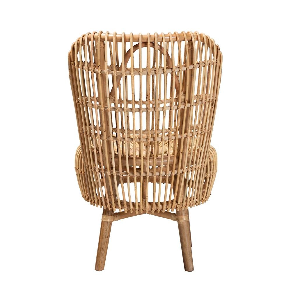 bali & pari Nagoya Modern Bohemian Natural Rattan Tall Lounge Chair. Picture 14