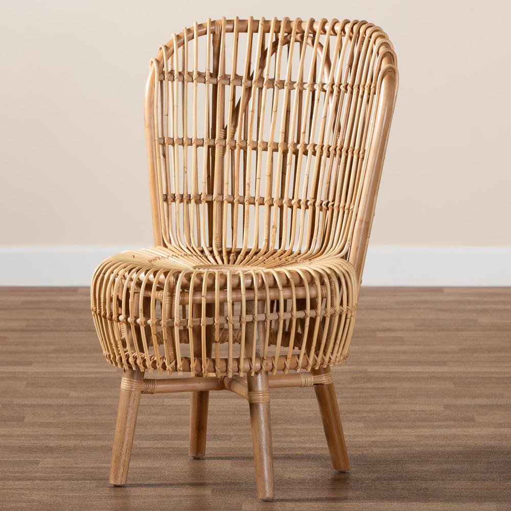 bali & pari Nagoya Modern Bohemian Natural Rattan Tall Lounge Chair. Picture 19