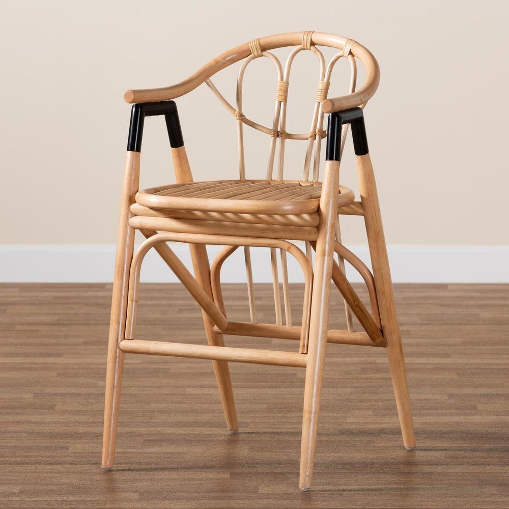 bali & pari Cyntia Modern Bohemian Natural Brown Rattan Counter Stool. Picture 19