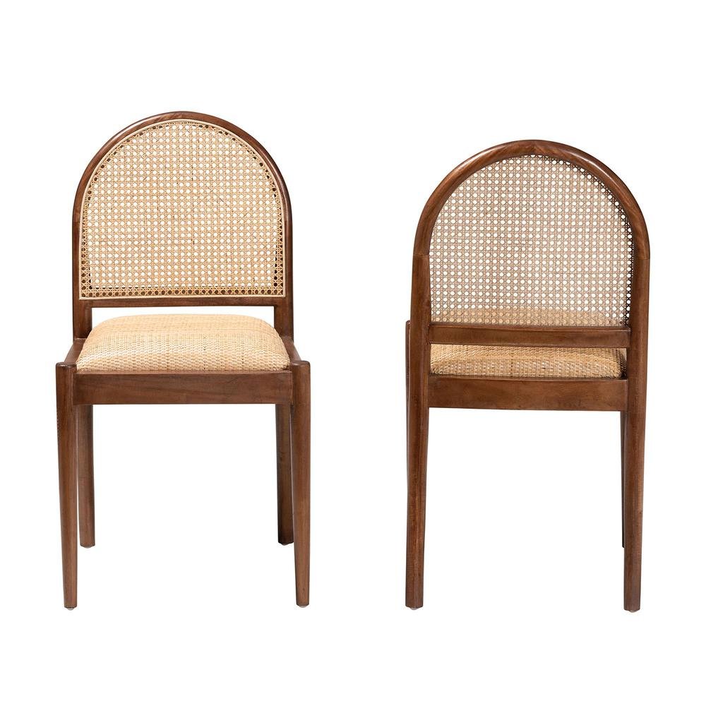 Natural Rattan and Acacia Wood 2-Piece Dining Chair Set. Picture 11