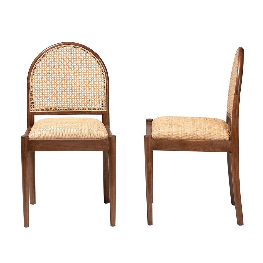 Natural Rattan and Acacia Wood 2-Piece Dining Chair Set. Picture 12