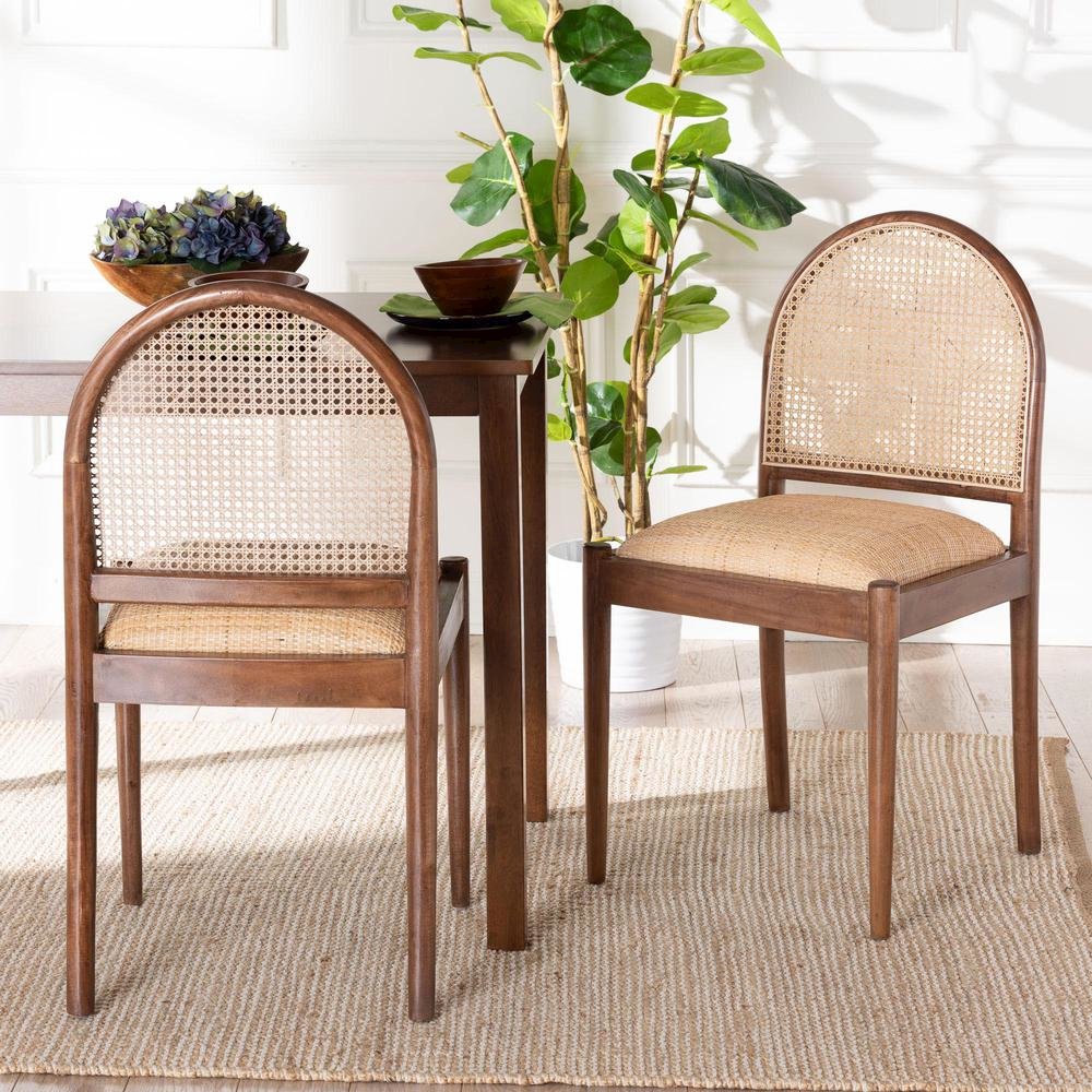 Natural Rattan and Acacia Wood 2-Piece Dining Chair Set. Picture 16