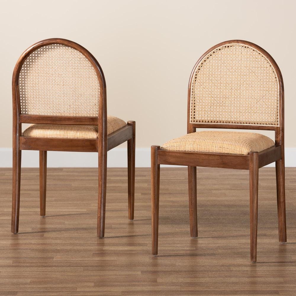 Natural Rattan and Acacia Wood 2-Piece Dining Chair Set. Picture 17