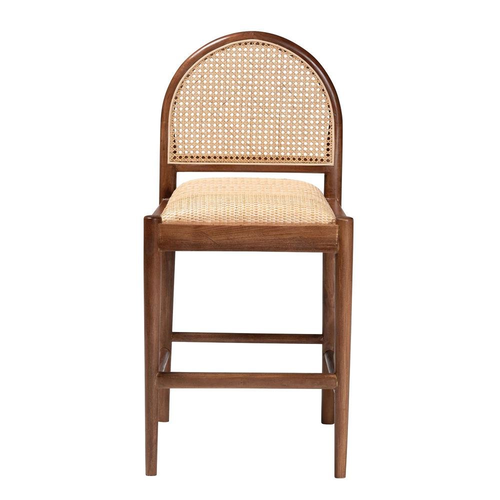 Maryland Modern Bohemian Natural Rattan and Acacia Wood Counter Stool. Picture 12