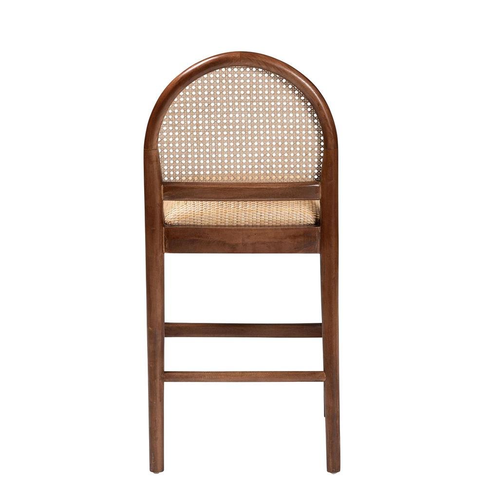 Maryland Modern Bohemian Natural Rattan and Acacia Wood Counter Stool. Picture 14