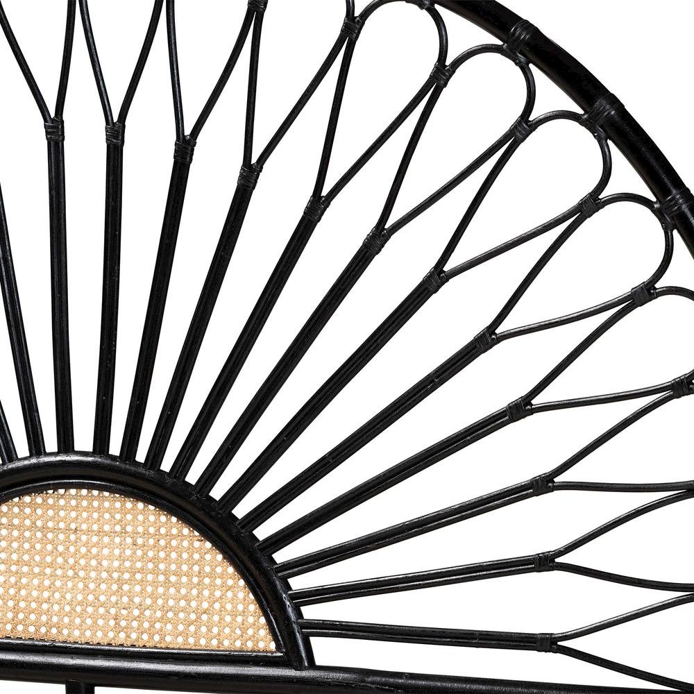 Bohemian Two-Tone Black and Natural Brown Rattan King Size Standalone Headboard. Picture 12