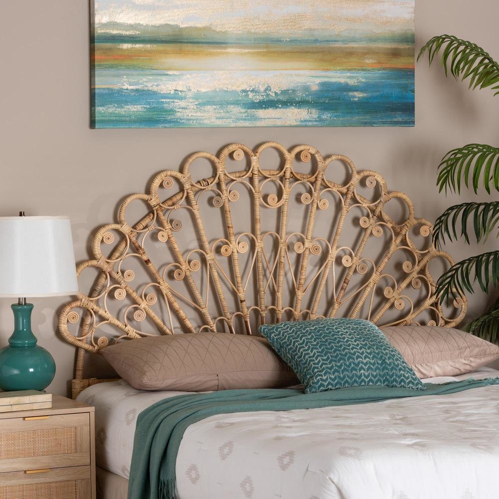 Bohemian Natural Brown Rattan Queen Size Standalone Headboard. Picture 12