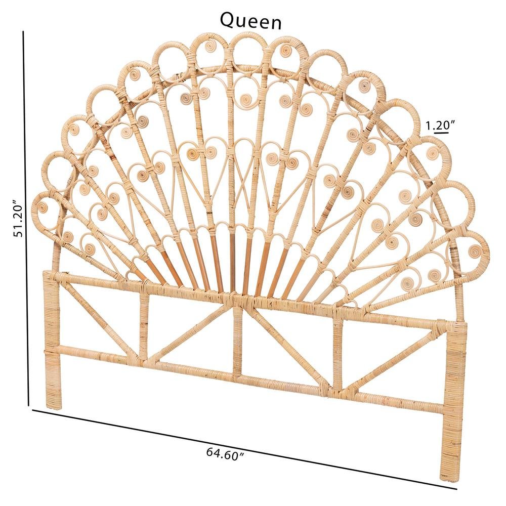 Bohemian Natural Brown Rattan Queen Size Standalone Headboard. Picture 14