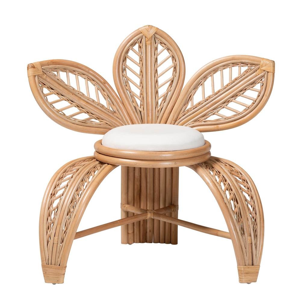 bali & pari Gresham Modern Bohemian Natural Rattan Leaf Accent Chair. Picture 12
