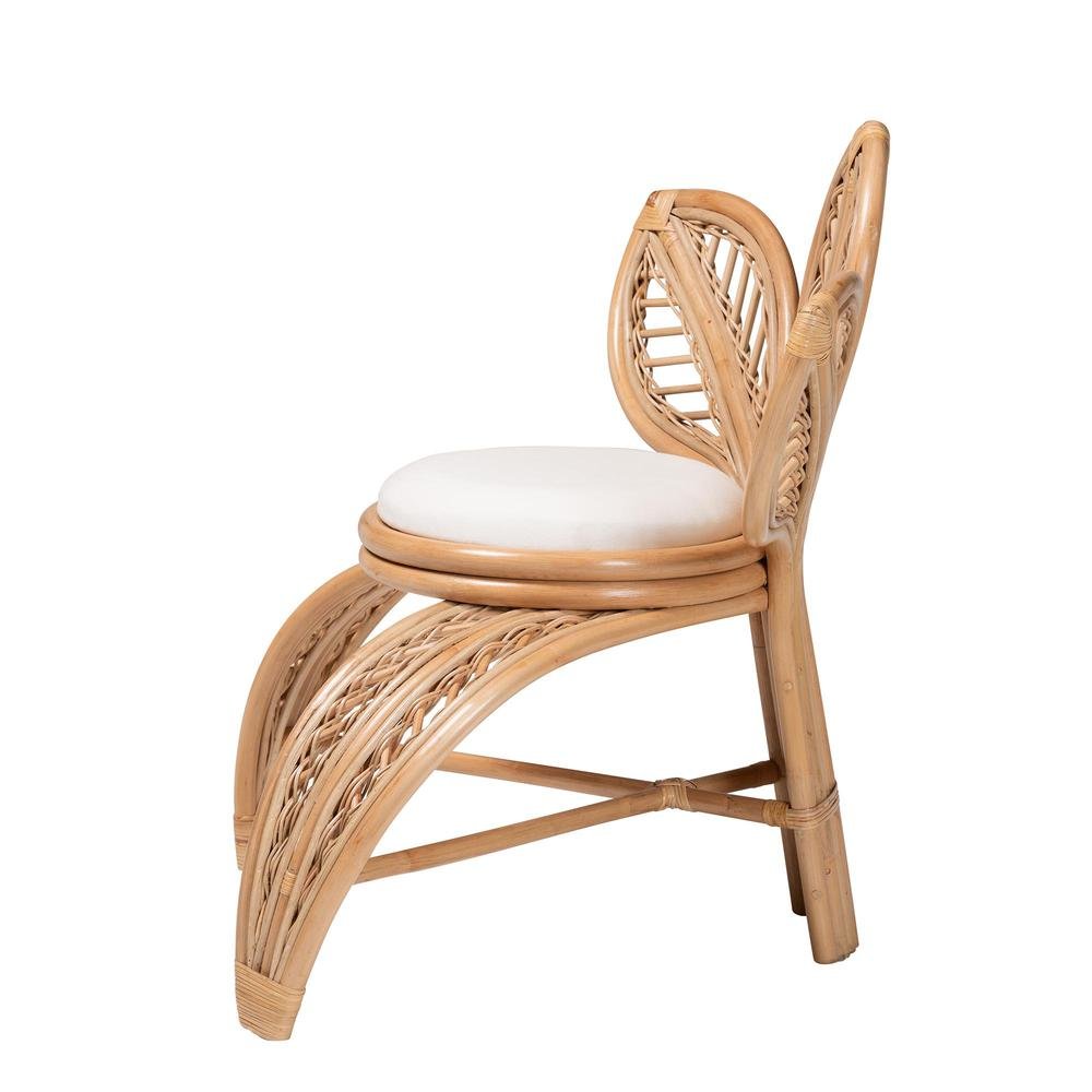bali & pari Gresham Modern Bohemian Natural Rattan Leaf Accent Chair. Picture 13