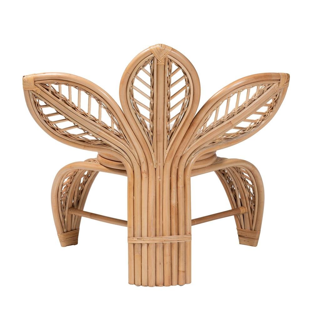 bali & pari Gresham Modern Bohemian Natural Rattan Leaf Accent Chair. Picture 14
