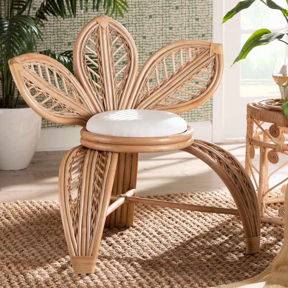 bali & pari Gresham Modern Bohemian Natural Rattan Leaf Accent Chair. Picture 18