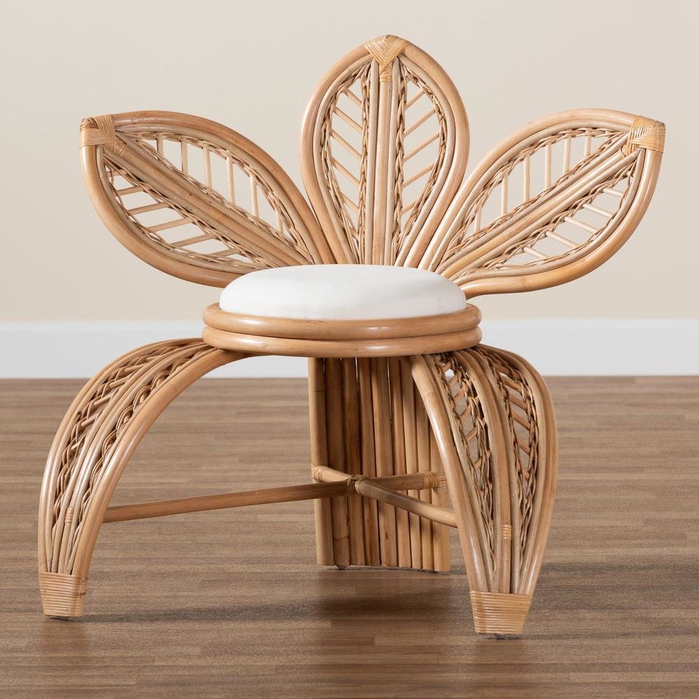 bali & pari Gresham Modern Bohemian Natural Rattan Leaf Accent Chair. Picture 19