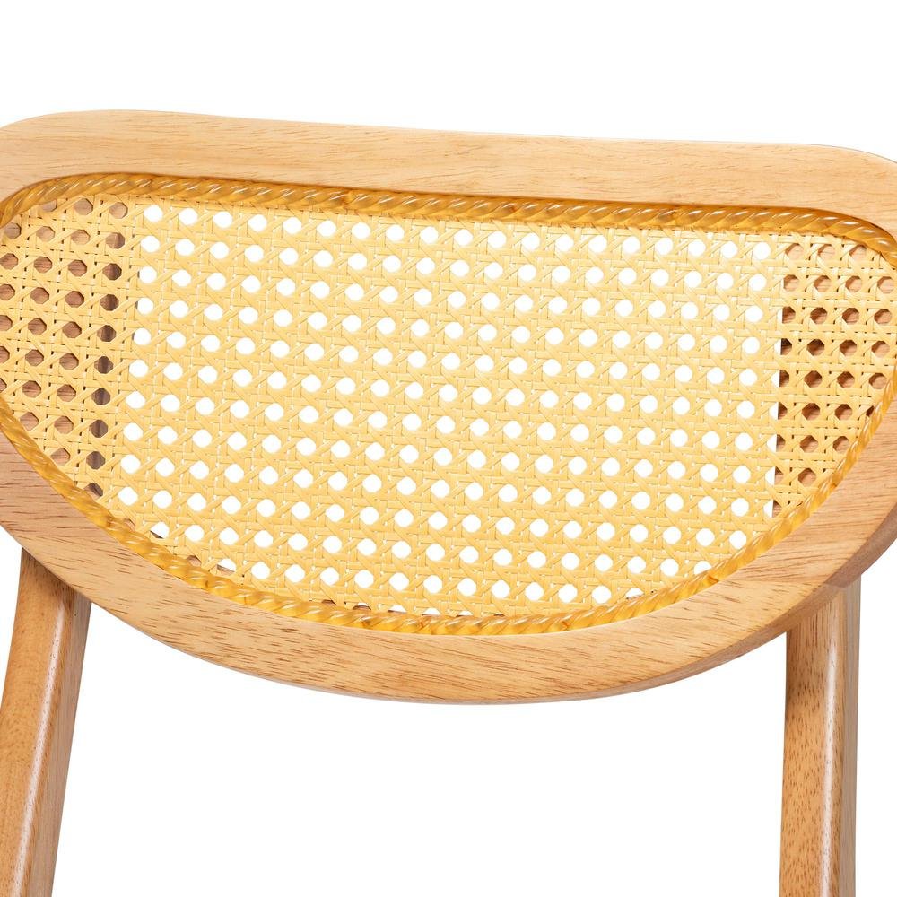 Oak Brown Finished Wood and Rattan 2-Piece Dining Chair Set. Picture 13