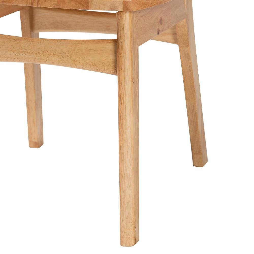 Oak Brown Finished Wood and Rattan 2-Piece Dining Chair Set. Picture 14