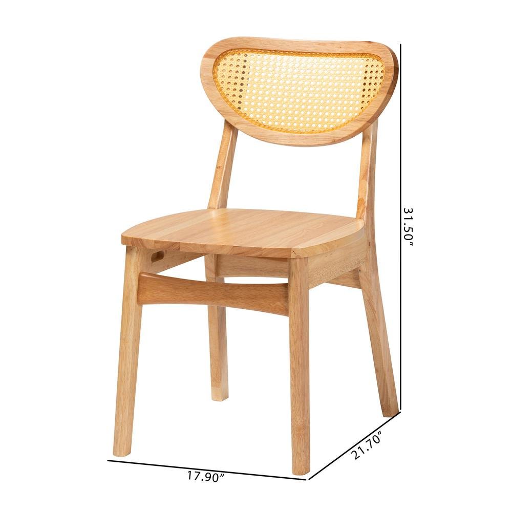 Oak Brown Finished Wood and Rattan 2-Piece Dining Chair Set. Picture 18