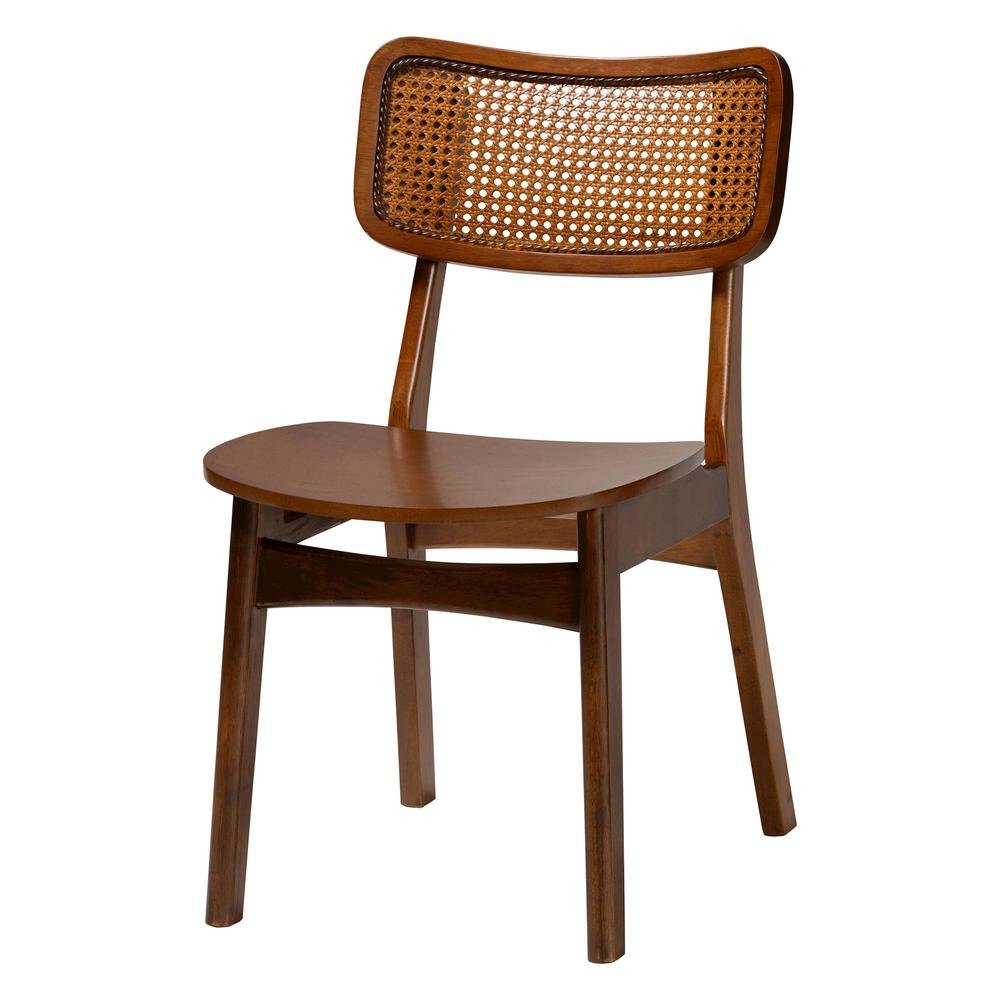 Walnut Brown Finished Wood and Rattan 5-Piece Dining Set. Picture 12