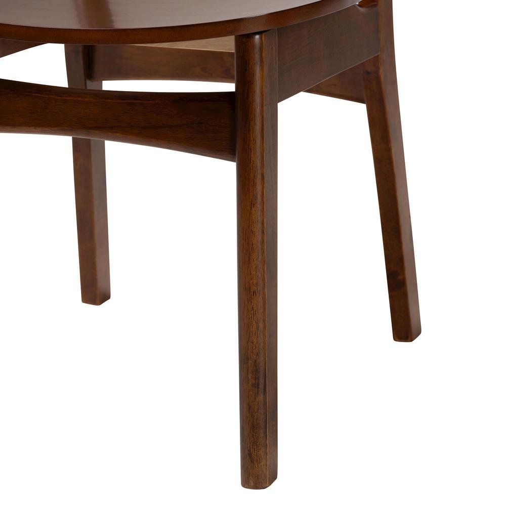 Walnut Brown Finished Wood and Rattan 5-Piece Dining Set. Picture 16