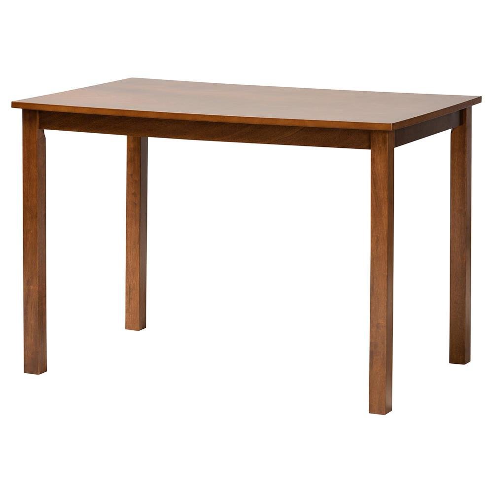 Walnut Brown Finished Wood and Rattan 5-Piece Dining Set. Picture 13