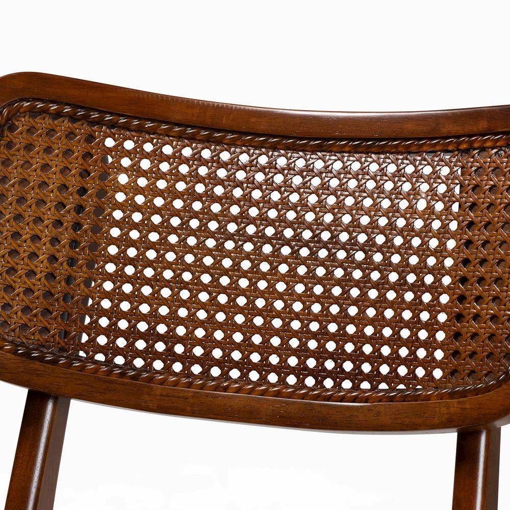 Walnut Brown Finished Wood and Rattan 5-Piece Dining Set. Picture 15