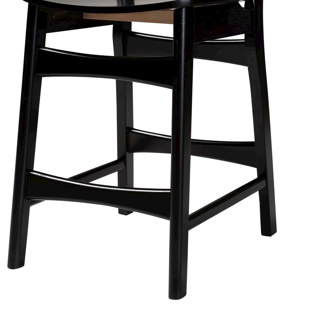 Hesper Mid-Century Modern Dark Brown Finished Wood and Rattan 5-Piece Pub Set. Picture 16