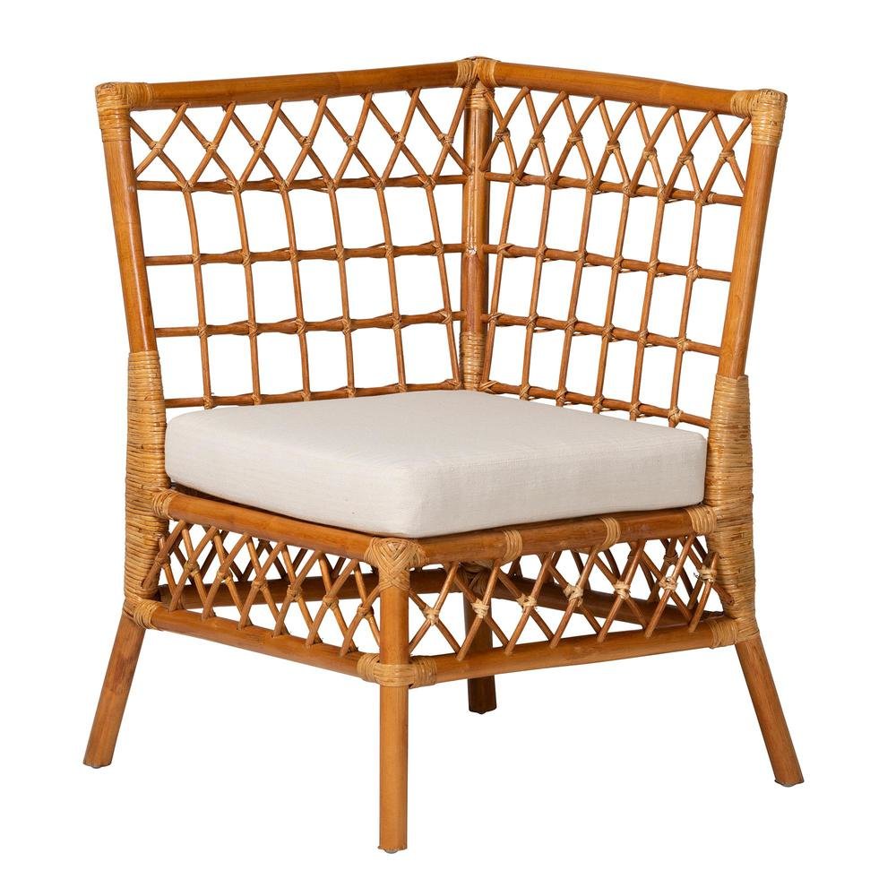 bali & pari Adora Modern Bohemian Honey Rattan 4-Piece Dining Nook Set. Picture 14