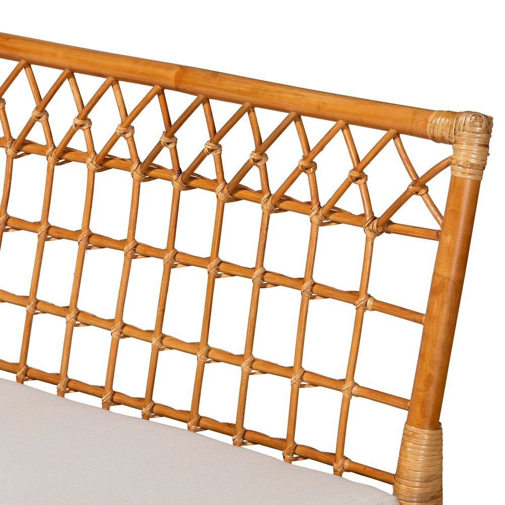 bali & pari Adora Modern Bohemian Honey Rattan 4-Piece Dining Nook Set. Picture 17