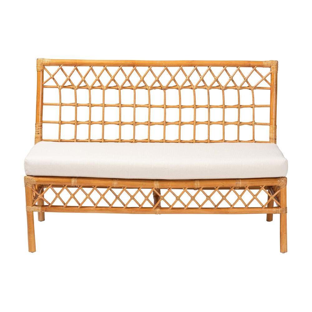Capella Modern Bohemian Honey Rattan Dining Bench. Picture 12