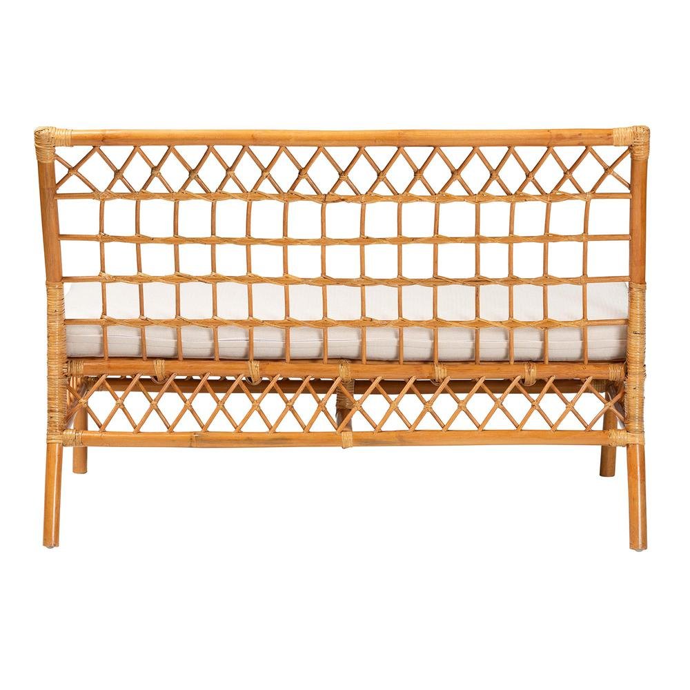Capella Modern Bohemian Honey Rattan Dining Bench. Picture 14