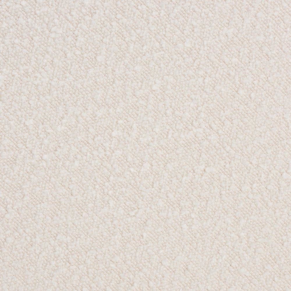 Japandi Cream Boucle Fabric and Walnut Brown Finished Wood Ottoman Footstool. Picture 11