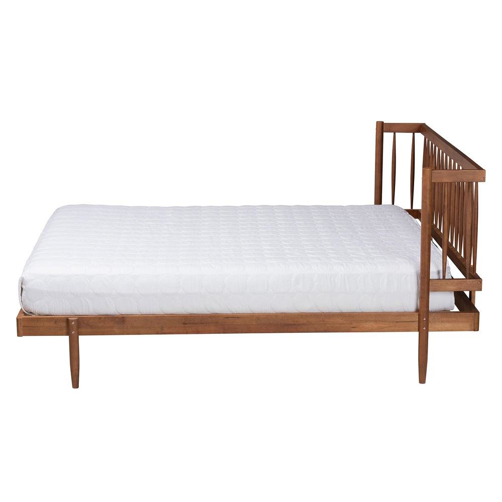 Calderon Retro-Modern Walnut Brown Finished Wood Queen Size Platform Bed. Picture 11