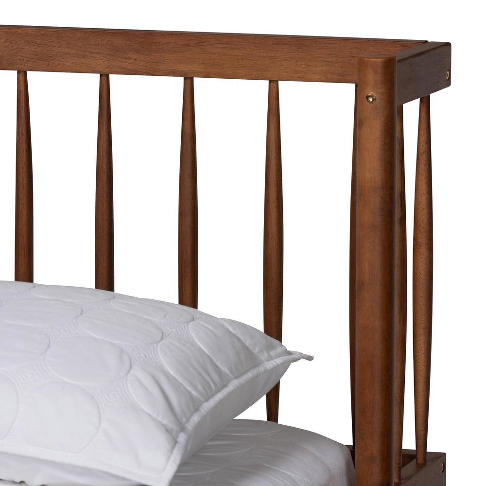 Calderon Retro-Modern Walnut Brown Finished Wood Queen Size Platform Bed. Picture 13