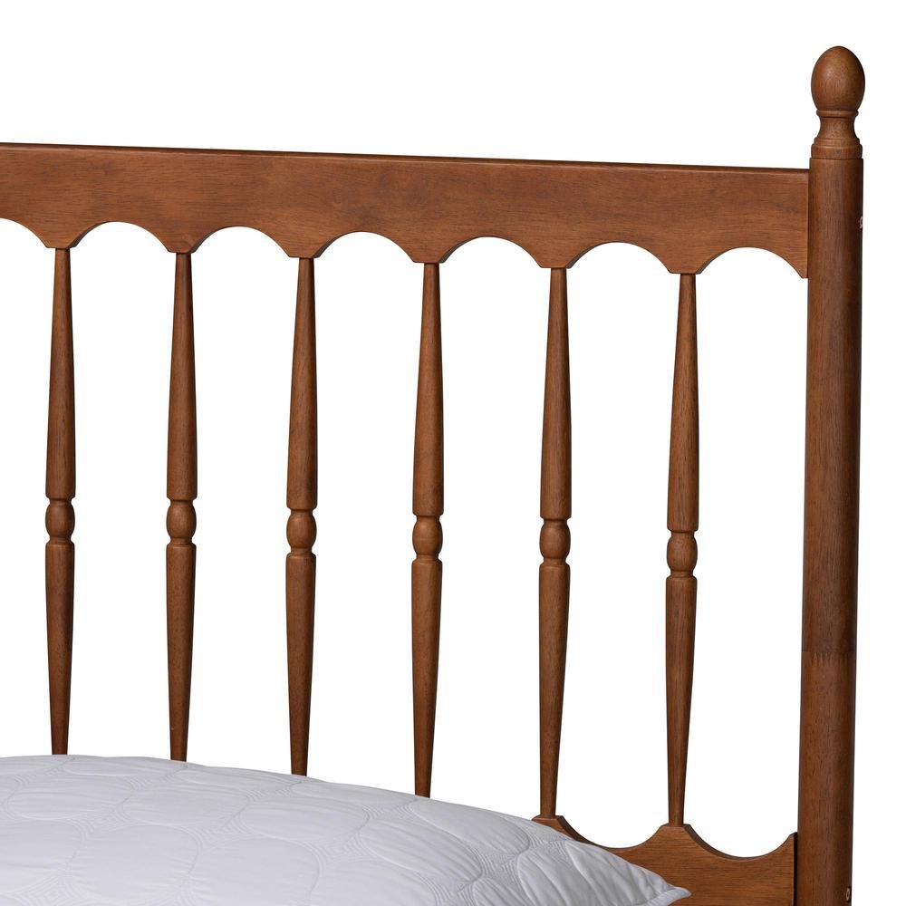 Deance Retro-Modern Walnut Brown Finished Wood Queen Size Platform Bed. Picture 13