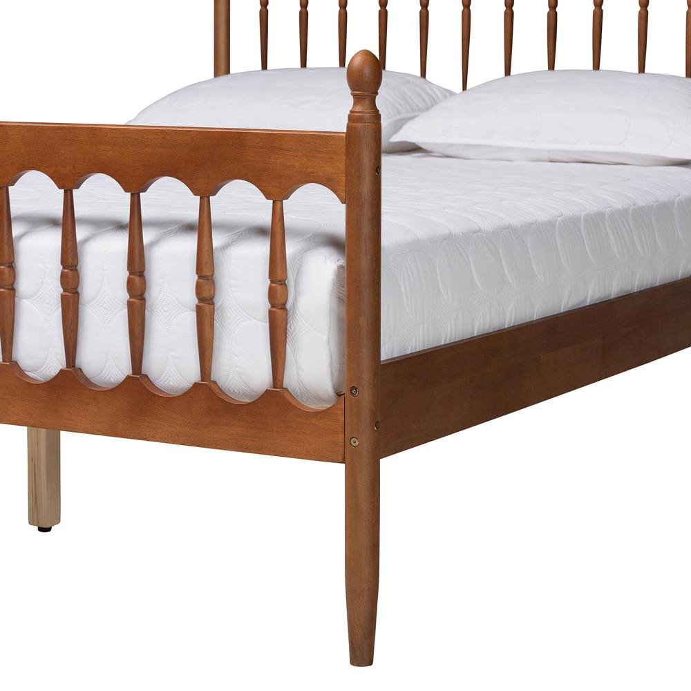 Deance Retro-Modern Walnut Brown Finished Wood Queen Size Platform Bed. Picture 14