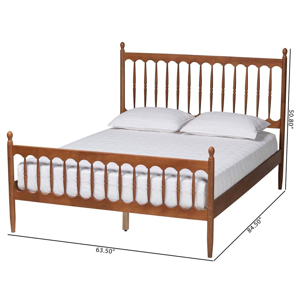 Deance Retro-Modern Walnut Brown Finished Wood Queen Size Platform Bed. Picture 18