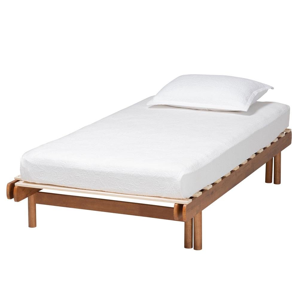 Bolivia Mid-Century Modern Walnut Brown Wood Expandable Twin to King Bed Frame. Picture 14