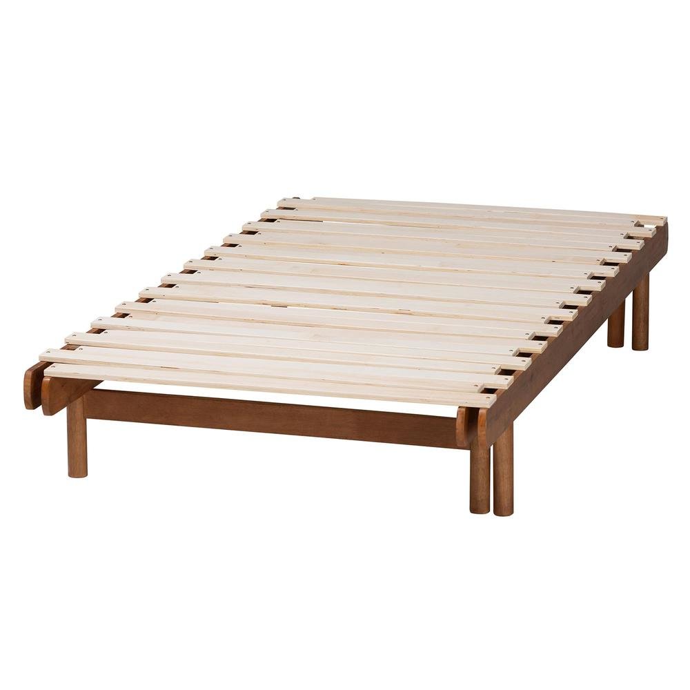 Bolivia Mid-Century Modern Walnut Brown Wood Expandable Twin to King Bed Frame. Picture 18