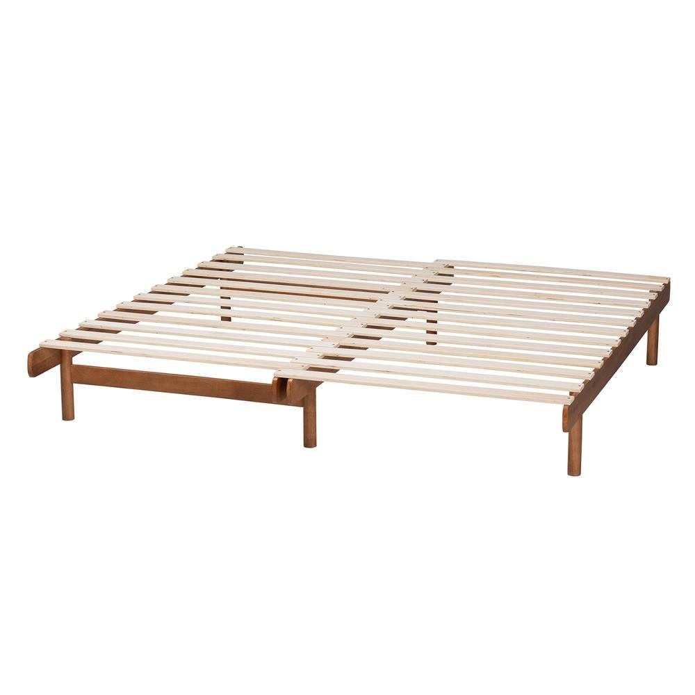 Bolivia Mid-Century Modern Walnut Brown Wood Expandable Twin to King Bed Frame. Picture 19