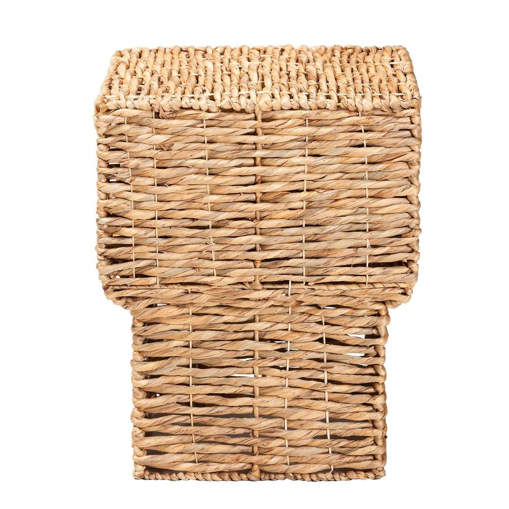 bali & pari Raziel Modern Bohemian Natural Brown Seagrass and Wood End Table. Picture 11
