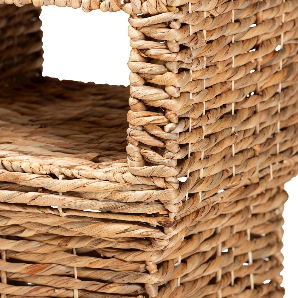 bali & pari Raziel Modern Bohemian Natural Brown Seagrass and Wood End Table. Picture 12