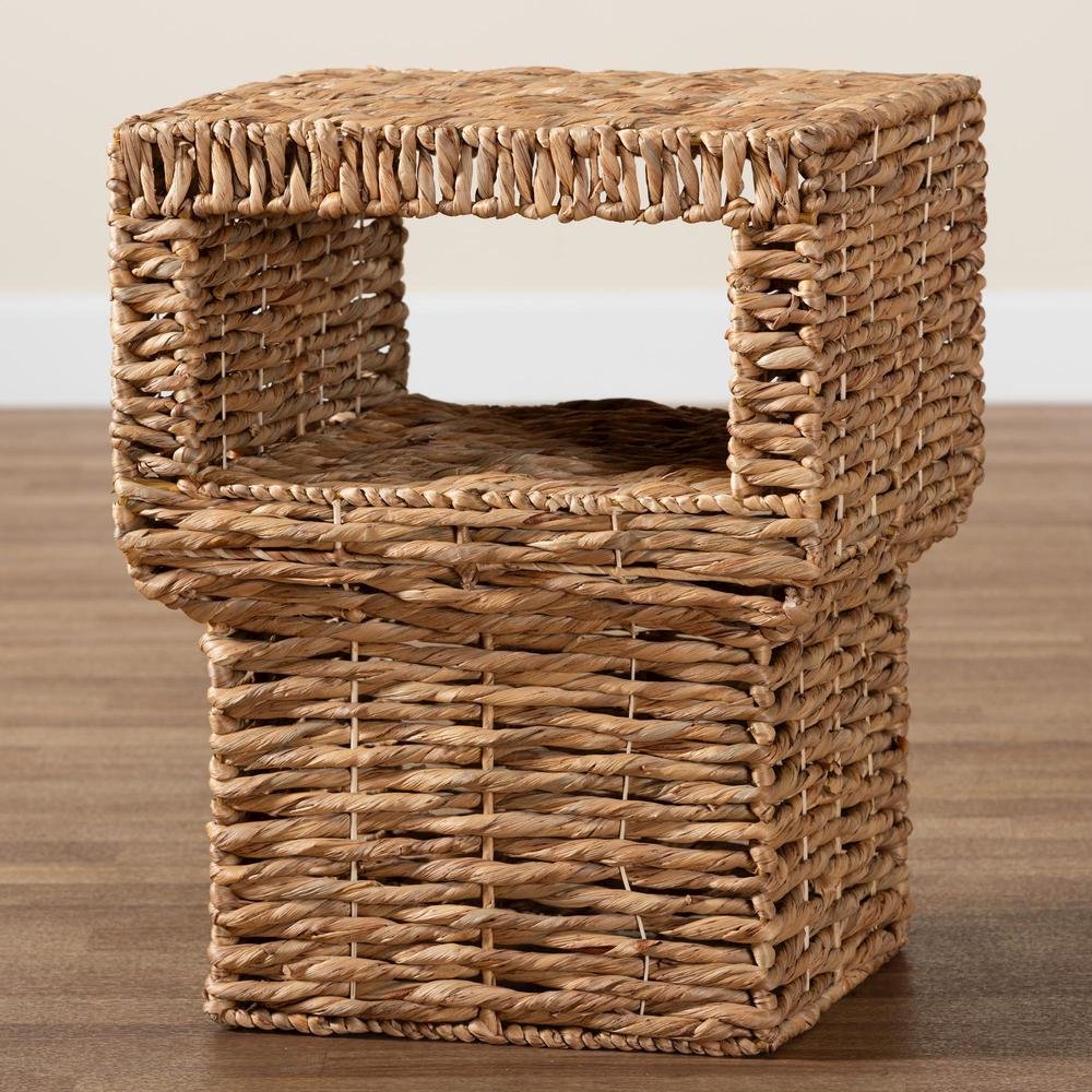 bali & pari Raziel Modern Bohemian Natural Brown Seagrass and Wood End Table. Picture 15