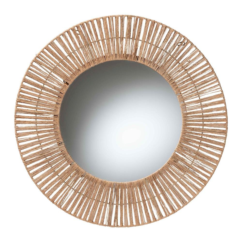 Bohemian Metal and Natural Brown Seagrass Accent Wall Mirror. Picture 5