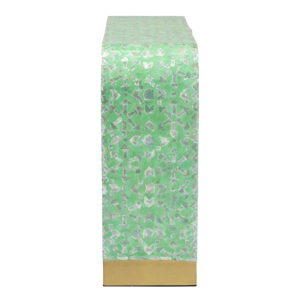 Didrika Modern Bohemian Seafoam Green Mother of Peral Console Table. Picture 11