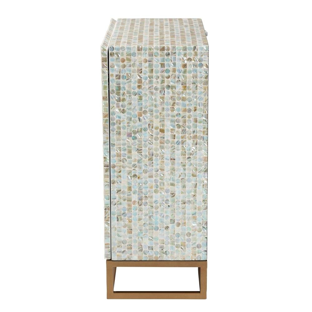 Bohemian Multicolor Mother of Pearl and Gold Metal Storage Cabinet. Picture 5