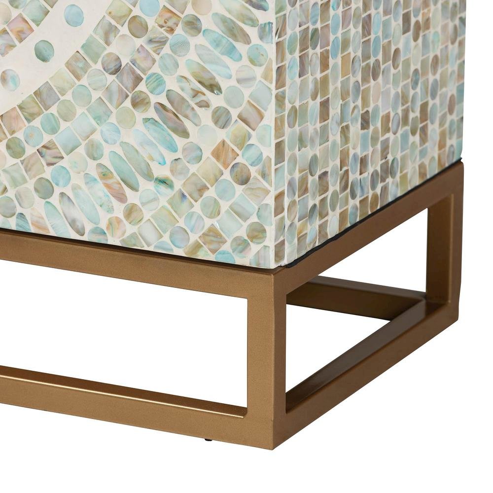 Bohemian Multicolor Mother of Pearl and Gold Metal Storage Cabinet. Picture 7
